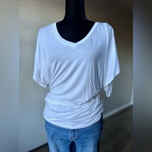 Chic White V-Neck Dolman Women's Top